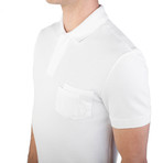 Cotton Pique Medusa Pocket Polo Shirt // White (L)