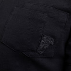 Cotton Pique Medusa Pocket Polo Shirt // Black (Small)