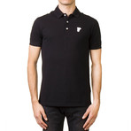 Medusa Logo Regular Fit Pique Polo Shirt // Black (S)