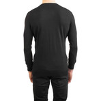 Polyester Blend Slit Sweater // Black (X-Large)