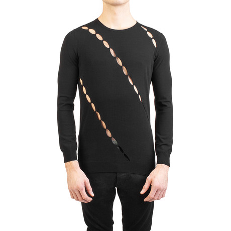 Polyester Blend Slit Sweater // Black (Small)