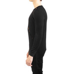 Polyester Blend Slit Sweater // Black (X-Large)