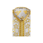 Silk Baroque Dress Shirt // Gray + Gold (IT: 37)