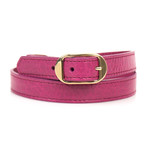 Women's Leather Studded Two Loop Bracelet // Gold + Pink