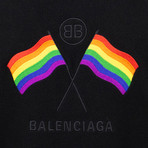 Women's Fleece LGBTQ Flags Zip Up Sweater // Black (L)