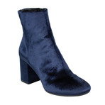 Women's Velvet Block Heel Ankle Boots // Blue (US: 5)