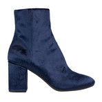 Women's Velvet Block Heel Ankle Boots // Blue (US: 7W)