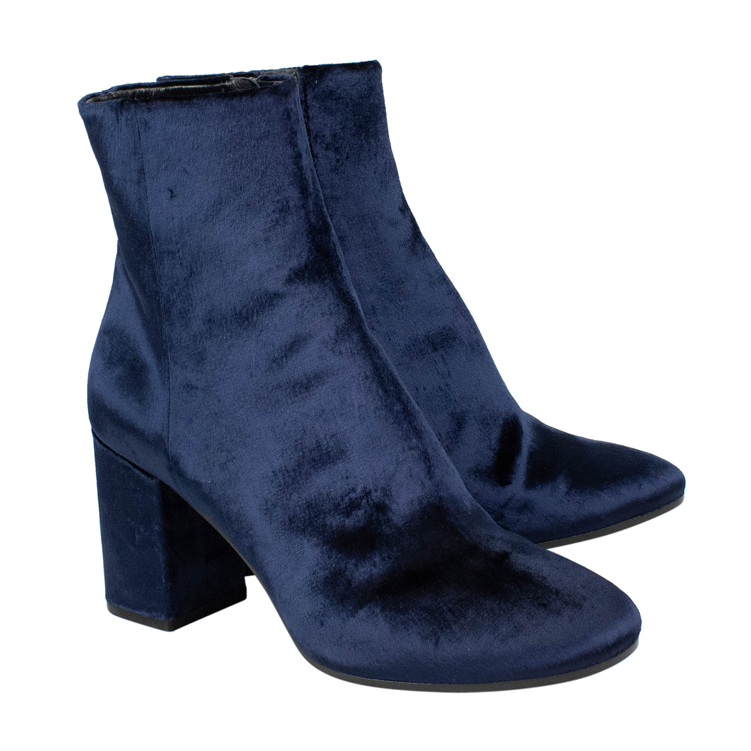 Women's Velvet Block Heel Ankle Boots // Blue (US: 5) - Balenciaga ...