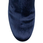 Women's Velvet Block Heel Ankle Boots // Blue (US: 9.5W)