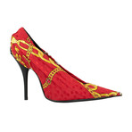 Women's Jaquard + Leather Pump Heels // Red (US: 6W)