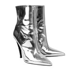 Women's Patent Leather Slash Heel Ankle Boots // Silver (US: 8.5W)