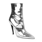 Women's Patent Leather Slash Heel Ankle Boots // Silver (US: 8W)