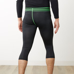 Fitness Skin Bottoms Half Leggings // Black + Green (S)