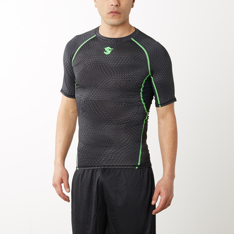 Fitness Skin Top Short Sleeve // Black + Green (S)