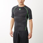 Fitness Skin Top Short Sleeve // Black + Green (S)
