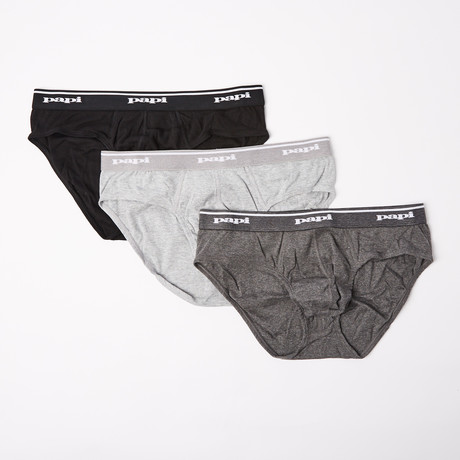 Briefs II // Black + Charcoal + Light Gray // Pack of 3 (S)