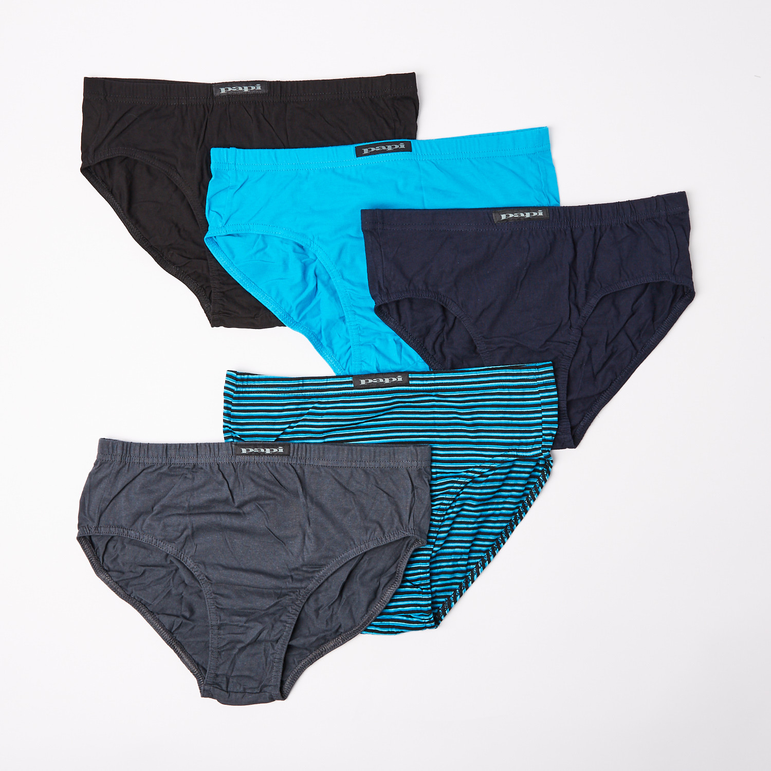 5 Pack Print Briefs // Ebony + Blue + Danube + Black Danube Stripe ...