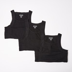 3 Pack Square Neck Tank // Black (M)