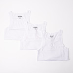 Square Neck Tank // White // Pack of 3 (M)
