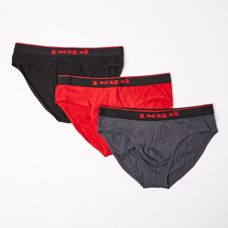 Briefs // Black + Gray + Red // Pack of 3 (S)