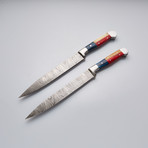 Blue Sheet + Olive Wood Chef Knives // Set of 2 // 08