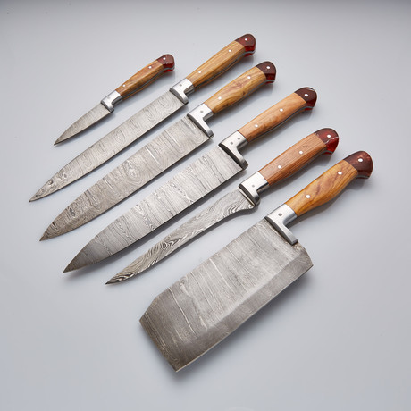 Olive Wood Chef Knives // Set of 6 // 22