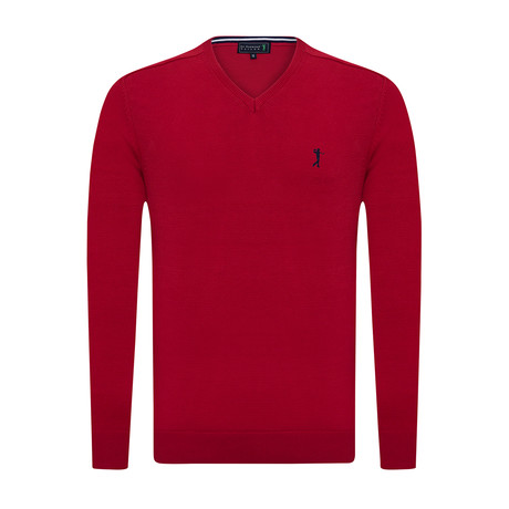 Precise V-Neck Spring Pullover // Red (S)