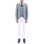 Rudolf 3-Piece Slim-Fit Suit // Gray + White (Euro: 50)