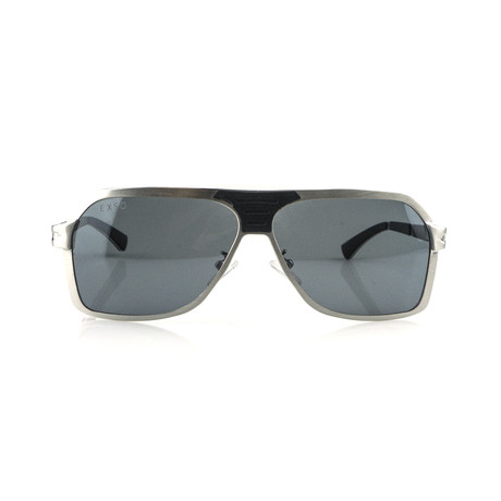 Incarnate Rectangle Shield Sunglasses // Silver + Black