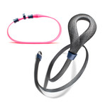 UnLeash 5ft Dog Leash + CollarLess Fixed Loop Dog Collar + Silent ID Dog Tag // Charcoal + Pink