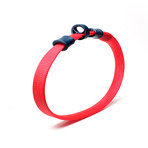 UnLeash 5ft Dog Leash + CollarLess Fixed Loop Dog Collar + Silent ID Dog Tag // Red
