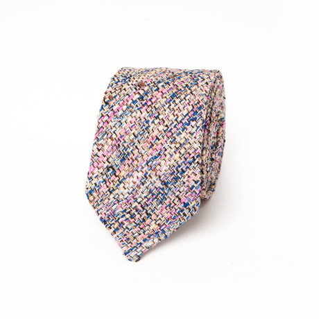 Neapolitan Stitch Raw Silk Tweed // Navy + Pink