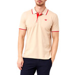 Contrast Stitch Polo // Sand + Red (S)