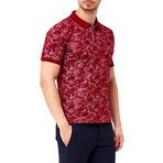 Flower Pattern Polo // Claret Red (2XL)