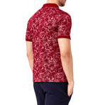 Flower Pattern Polo // Claret Red (2XL)