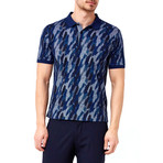 Feather Pattern Polo // Navy (L)