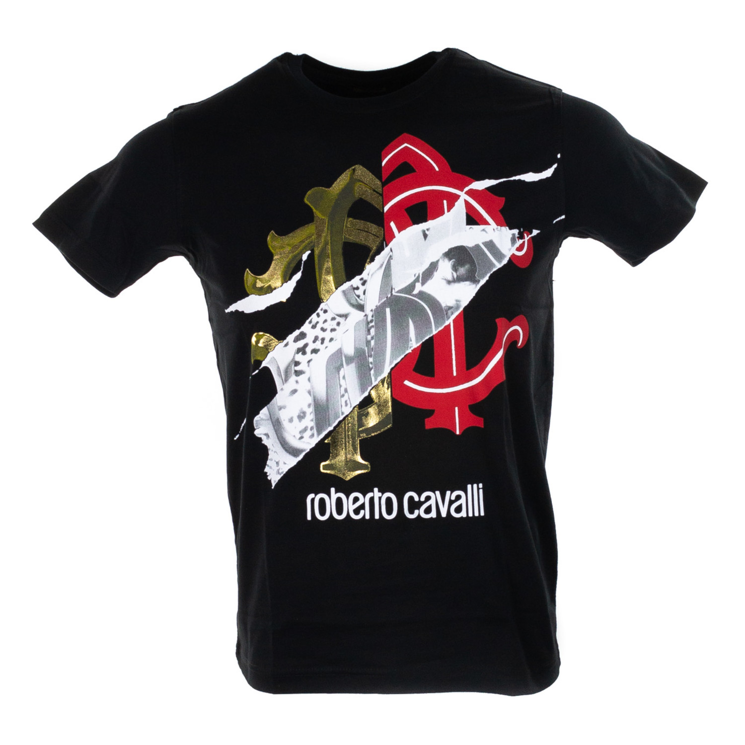 T-Shirt // Black + Multicolor (S) - Roberto Cavalli - Touch of Modern