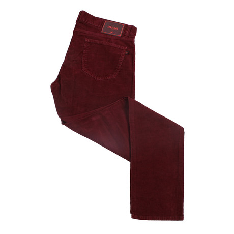 Isaia // 5 Pocket Jean Style Corduroy Pants // Burgundy (34)