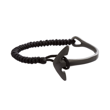 Anchor Hook + Textured Cord Bracelet // Black