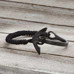 Anchor Hook + Textured Cord Bracelet // Black