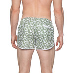 3" Print Sprinter Stretch Swim Shorts // Cannabis White (XL)