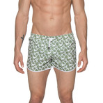 3" Print Sprinter Stretch Swim Shorts // Cannabis White (XS)