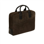 Suede Briefcase // Brown