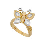 Vintage Recarlo 18k Two-Tone Gold Diamond Butterfly Ring // Ring Size: 7.25