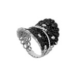Vintage Giovanni Ferraris 18k White Gold Diamond Black Spinel Ring // Ring Size: 7