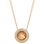 Vintage Giovanni Ferraris 18k Rose Gold Diamond + White Sapphire Necklace