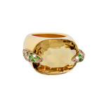 Vintage Pomellato Pin Up 18k Yellow Gold Diamond Tsavorite Lemon Citrine Ring // Ring Size: 6.5