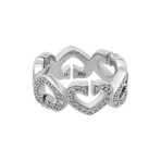 Vintage Cartier 18k White Gold Diamond C Heart Ring // Ring Size: 4