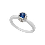 Vintage Piaget 18k White Gold Diamond + Sapphire Ring // Ring Size: 10.5