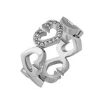 Vintage Cartier 18k White Gold Diamond C Heart Ring (Ring Size: 4)